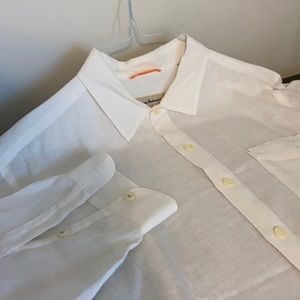 Tommy Bahama Large off white Linen button down RELAX shirt one 2x dry cleaned
